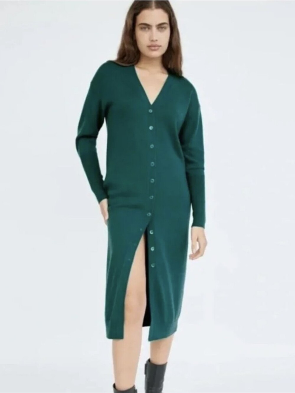 Wilfred Utopia Merino Wool, Teal Cardigan, Size Small